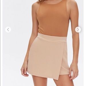 Beige Textured Wrap Front Skirt skort - Small